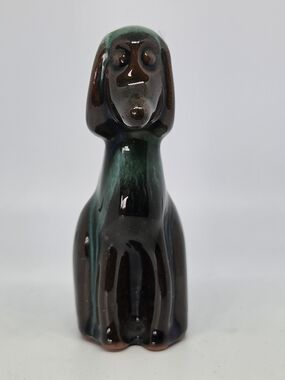 Blue Mountain Pottery Hound Dog Figurine Vintage Miniature Small Drip Glaze